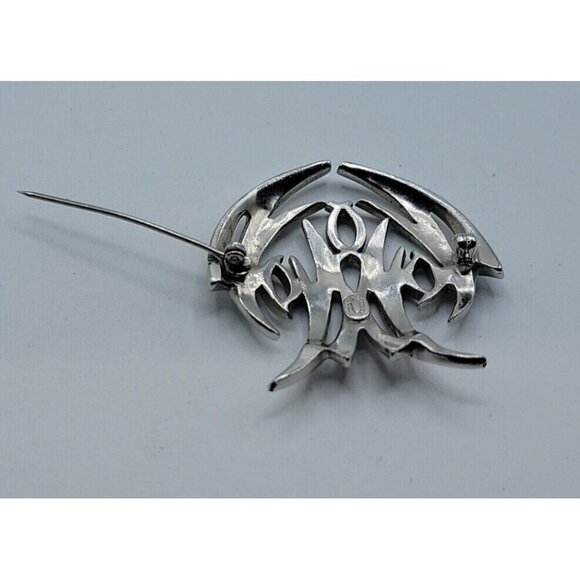 Norman Bel Geddes Brooch Pin Silver Tone Flow Of Motion Signed Estate Rare 1950s - Picture 10 of 16